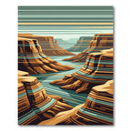 Earthy Canyon Striped Layered Landscape Rug