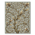 Golden Leaf Scrollwork Floral Rug