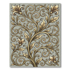 Golden Leaf Scrollwork Floral Rug
