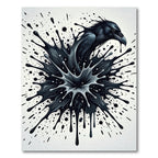 Abstract Black Raven Ink Splash Rug