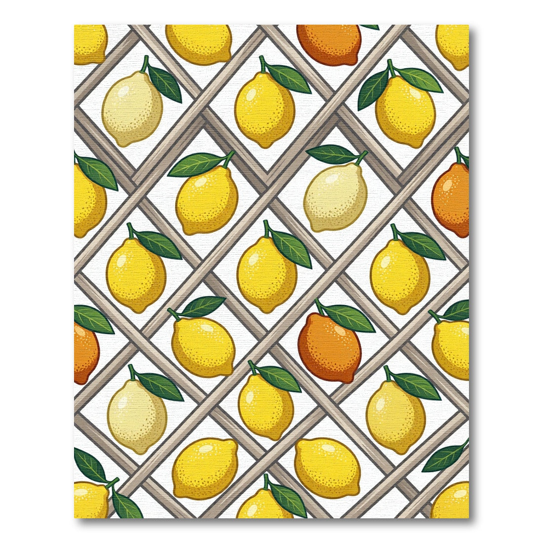 Vibrant Yellow Lemon Lattice Grid Rug