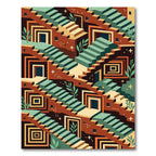 Geometric Isometric Earth Tone Staircase Rug