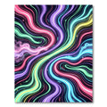 Vibrant Neon Swirl Abstract Wave Rug
