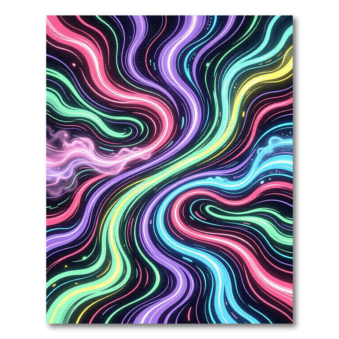Vibrant Neon Swirl Abstract Wave Rug