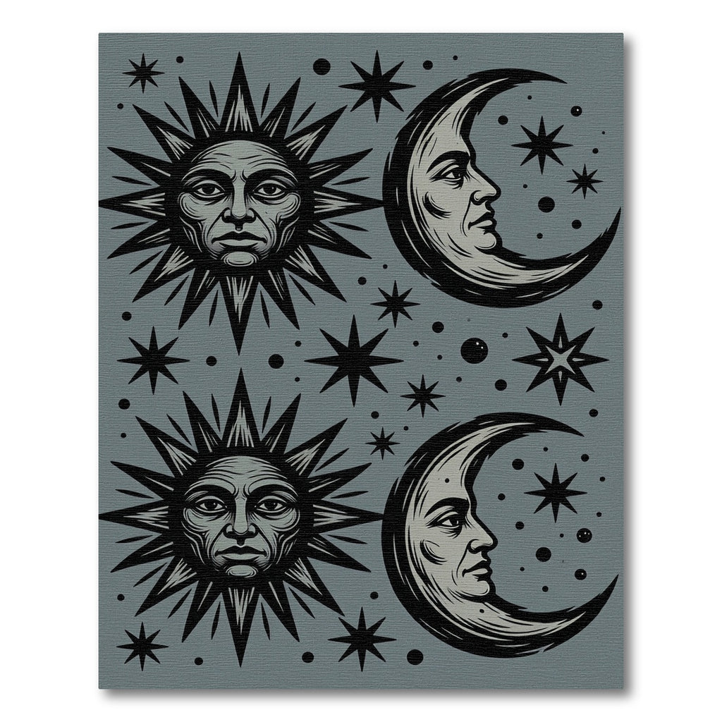 Celestial Sun Moon Stars Duo Rug