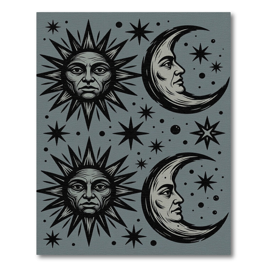 Celestial Sun Moon Stars Duo Rug