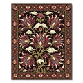 Burgundy Floral Scrollwork Medallion Rug