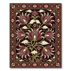 Burgundy Floral Scrollwork Medallion Rug