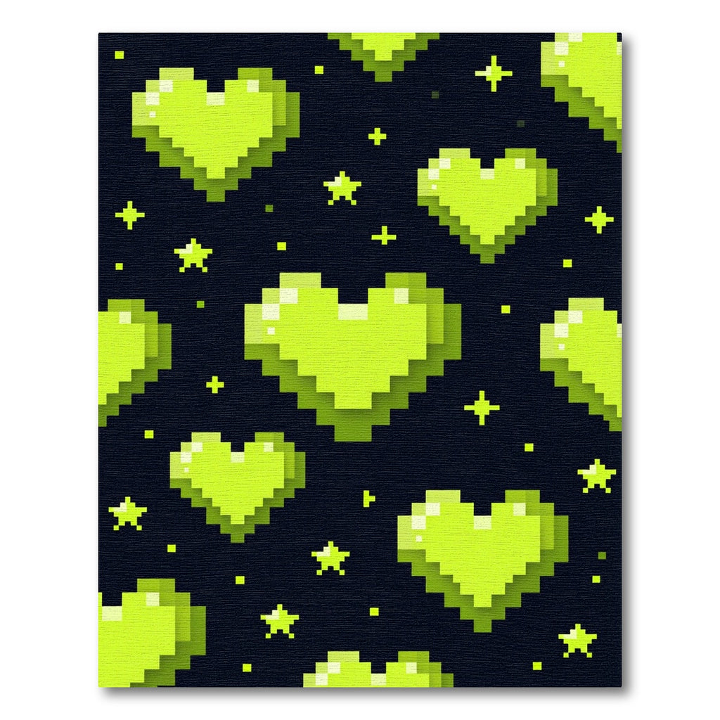 Neon Lime Pixelated Heart Constellation Rug