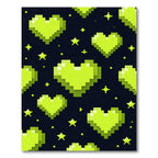 Neon Lime Pixelated Heart Constellation Rug