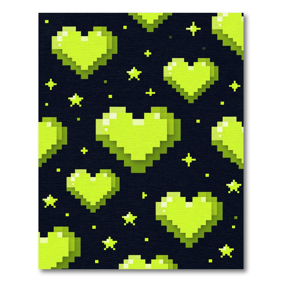 Neon Lime Pixelated Heart Constellation Rug
