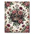 Vintage Rose and Crown Floral Illustration Rug