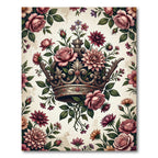 Vintage Rose and Crown Floral Illustration Rug