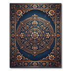 Antique Gold Floral Medallion Navy Rug