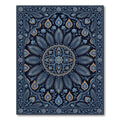 Lush Blue Floral Medallion Symmetry Rug