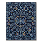 Lush Blue Floral Medallion Symmetry Rug