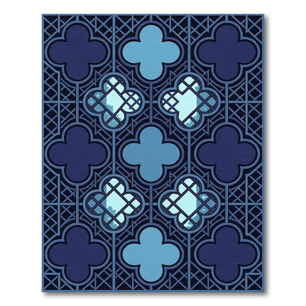 Dark Blue Quatrefoil Lattice Rug