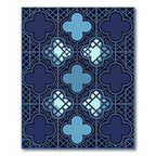 Dark Blue Quatrefoil Lattice Rug