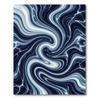 Midnight Navy Swirling Marble Wave Rug