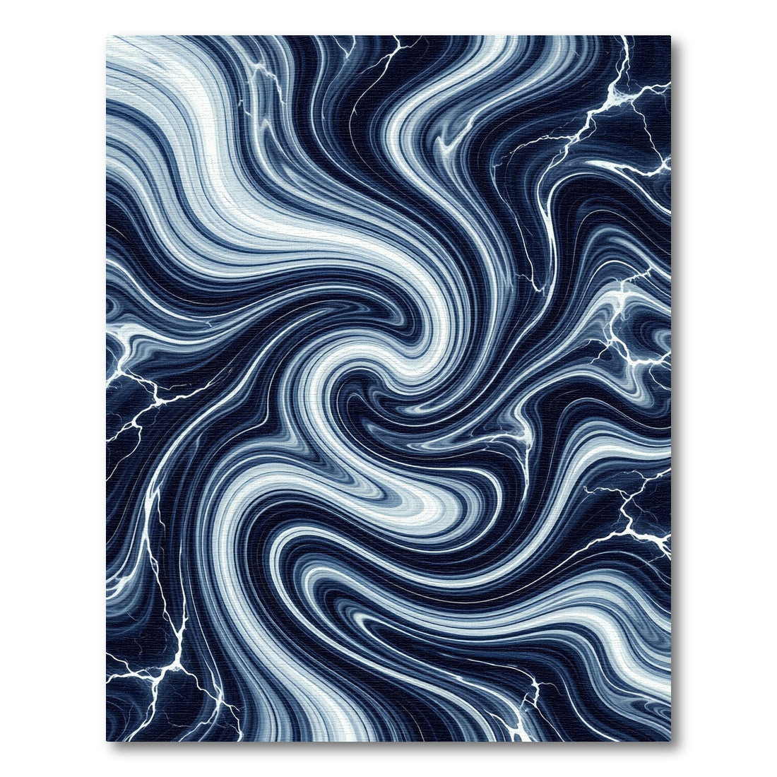 Midnight Navy Swirling Marble Wave Rug
