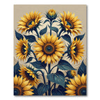 Vibrant Golden Sunflower Floral Illustration Rug
