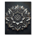 Metallic Silver Floral Medallion Engraving Rug