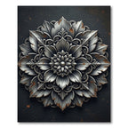 Metallic Silver Floral Medallion Engraving Rug