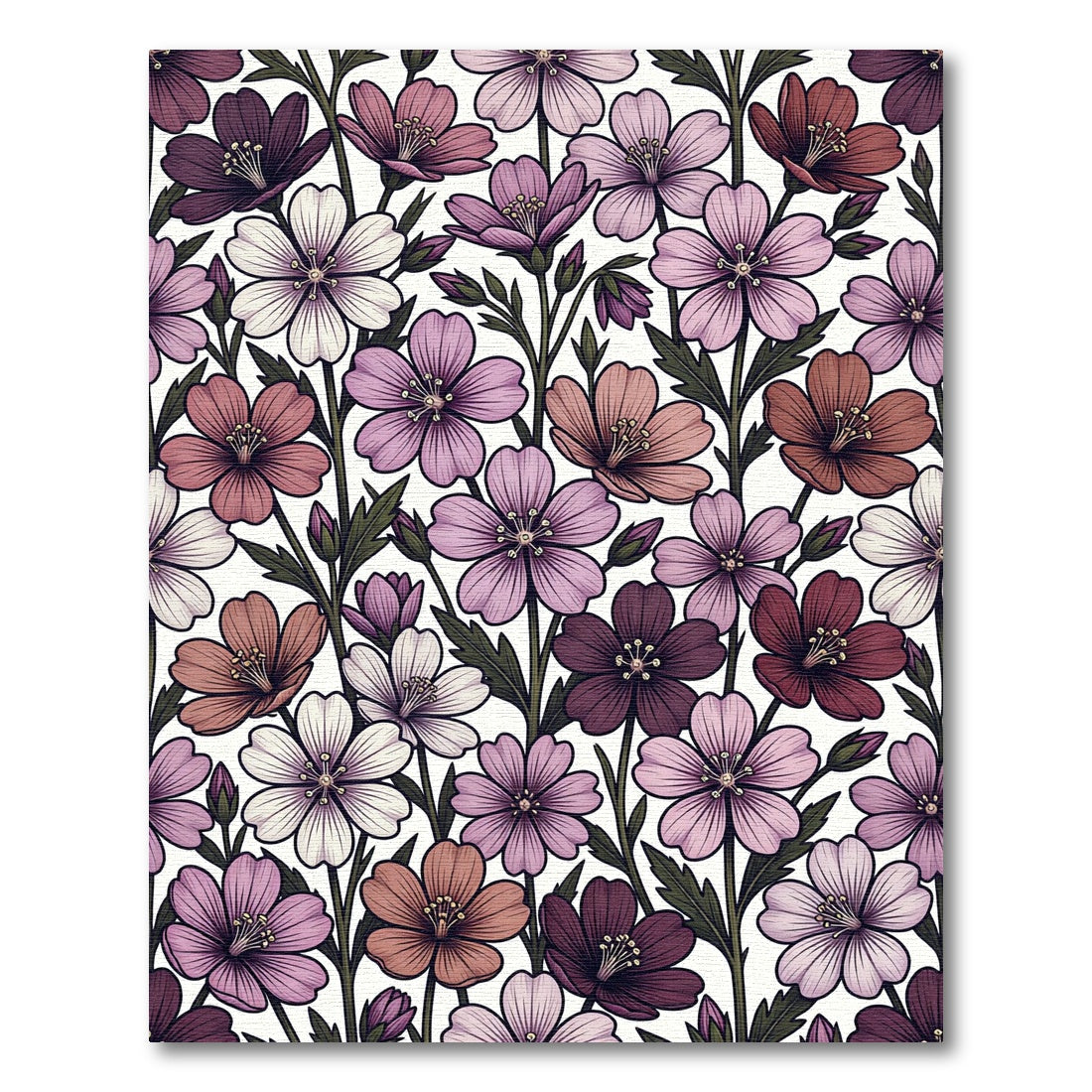 Muted Floral Garden Bloom Arrangement Rug