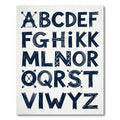 Modern Navy Alphabet Typography Wall Art Rug