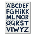 Modern Navy Alphabet Typography Wall Art Rug