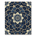 Navy Blue Golden Lotus Medallion Rug
