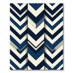 Navy and Cream Chevron Geometric Rug