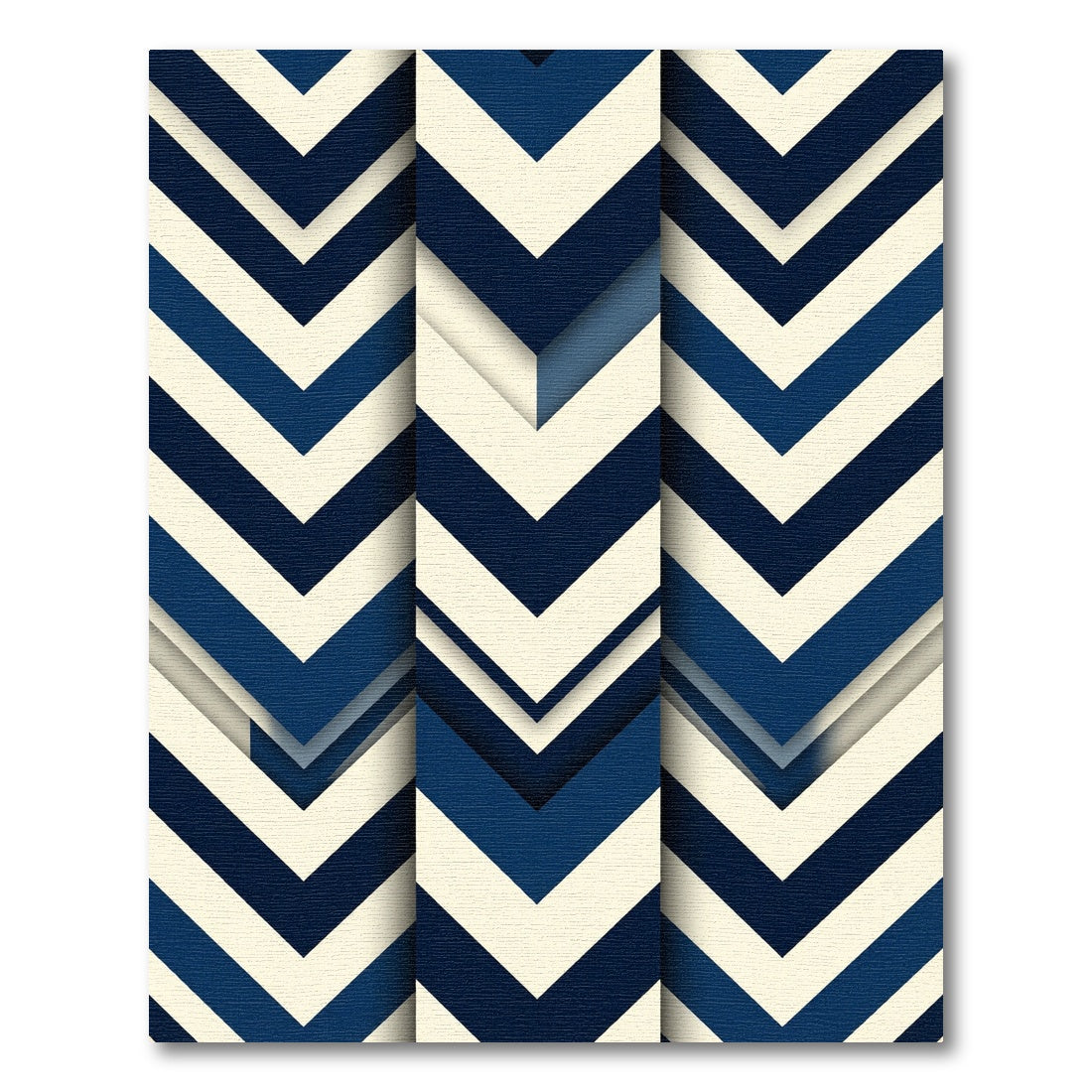 Navy and Cream Chevron Geometric Rug