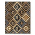 Golden Black Tribal Diamond Geometric Rug