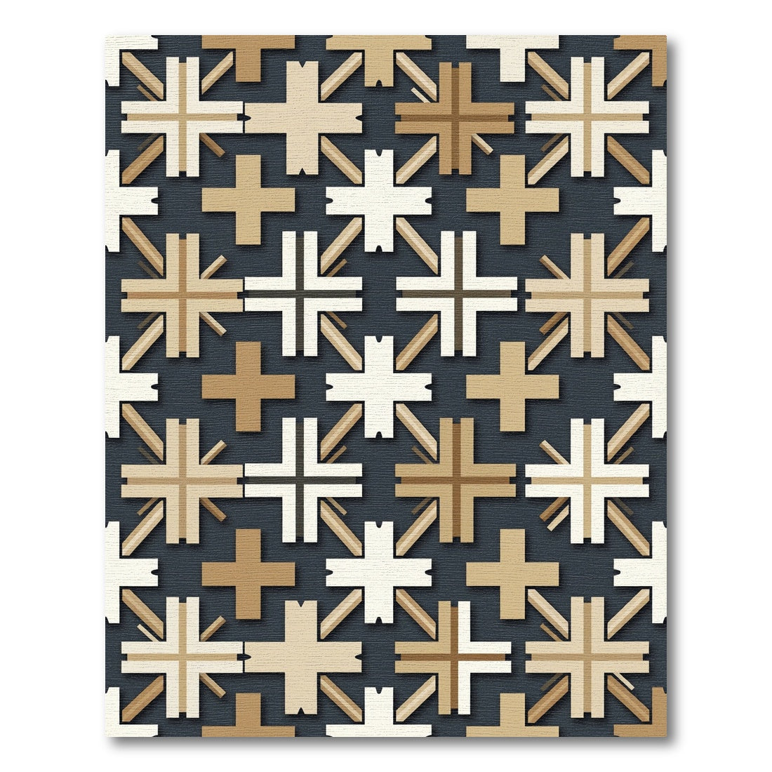 Neutral Tonal Geometric Starburst Rug