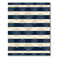 Navy Blue Coastal Seashell Striped Rug