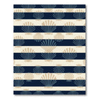 Navy Blue Coastal Seashell Striped Rug