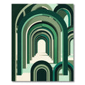 Modern Forest Green Arched Corridor Rug