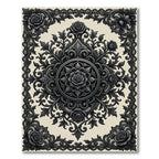 Gothic Black Rose Lace Medallion Rug