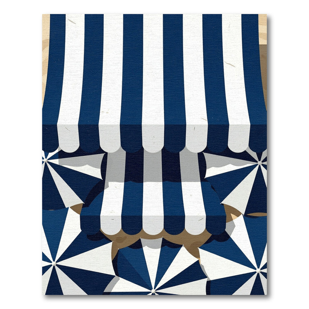 Navy and White Striped Beach Umbrellas Rug