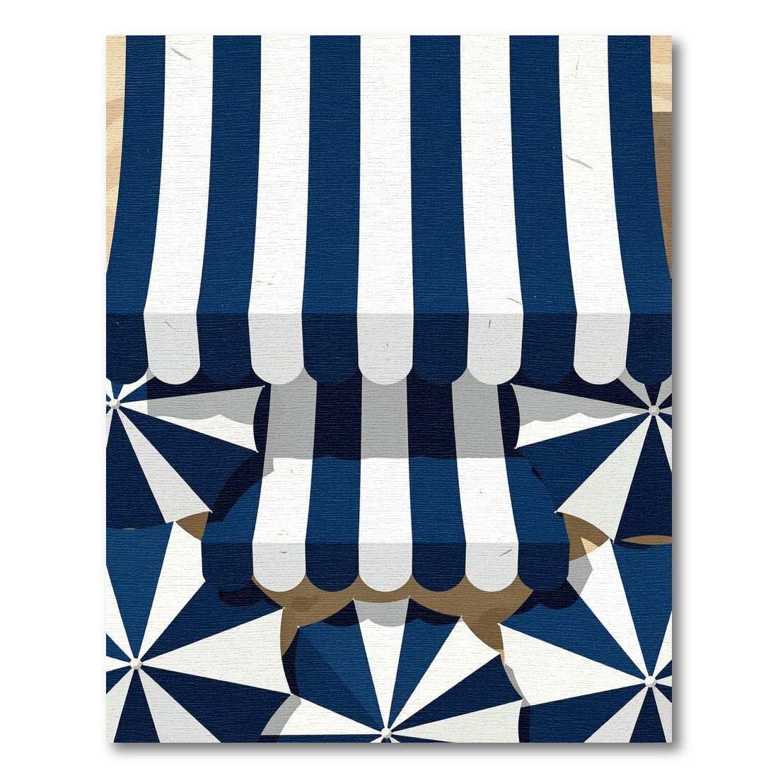 Navy and White Striped Beach Umbrellas Rug