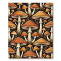 Whimsical Orange Mushroom Forest Meadow Rug