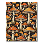 Whimsical Orange Mushroom Forest Meadow Rug