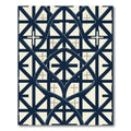 Navy Gothic Lattice Geometric Ivory Grid Rug