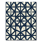 Navy Gothic Lattice Geometric Ivory Grid Rug