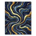 Luxury Navy Blue Golden Marbled Swirl Rug