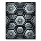 Gray Hexagonal Floral Embossed Rug