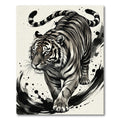 Majestic Gray Tiger Ink Brush Strokes Rug