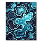 Deep Blue Abstract Organic Flow Rug