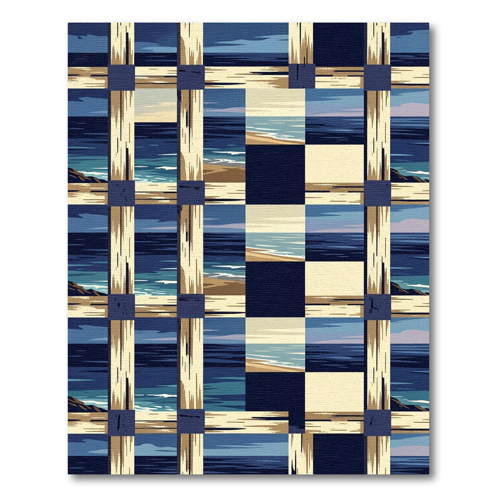 Coastal Beach Plaid Scene Rug